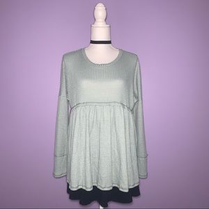 NWT Boutique Sage Green Waffle Knit Top